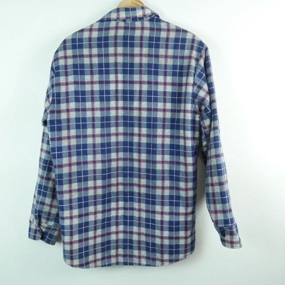 Vintage Sears Perma-Prest Quilted Flannel Shirt Jacket Plaid Medium Tall Work